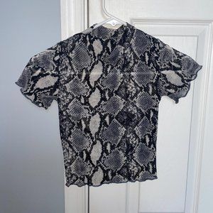 XS Forever 21 Sheer Mesh Snake Print Short Sleeve